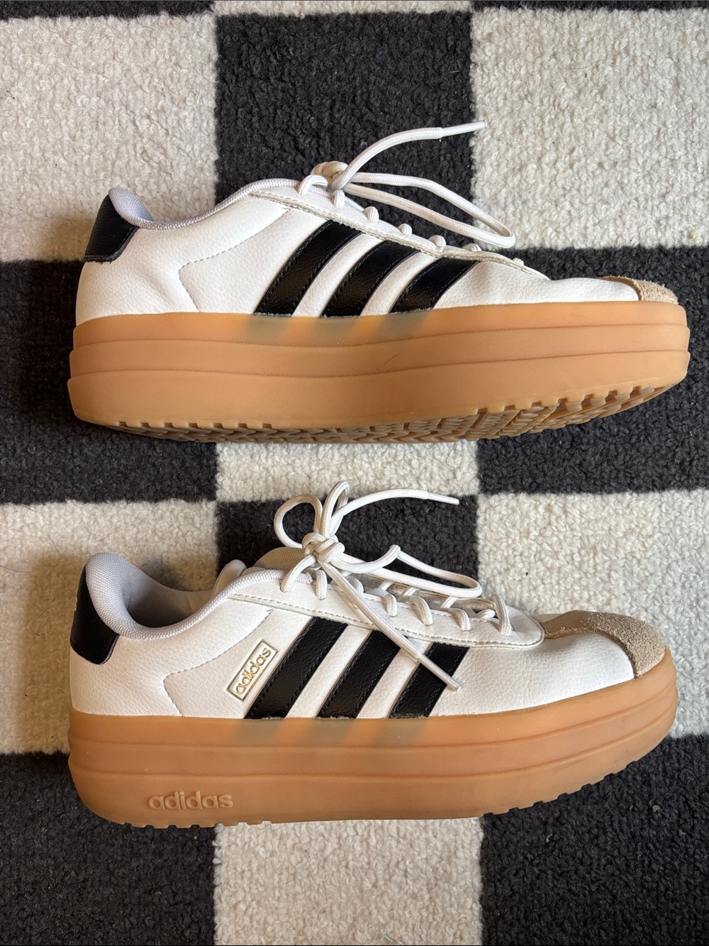 adidas White Black and Tan Platform Sneakers Women’s 8.5 - Picture 4 of 10